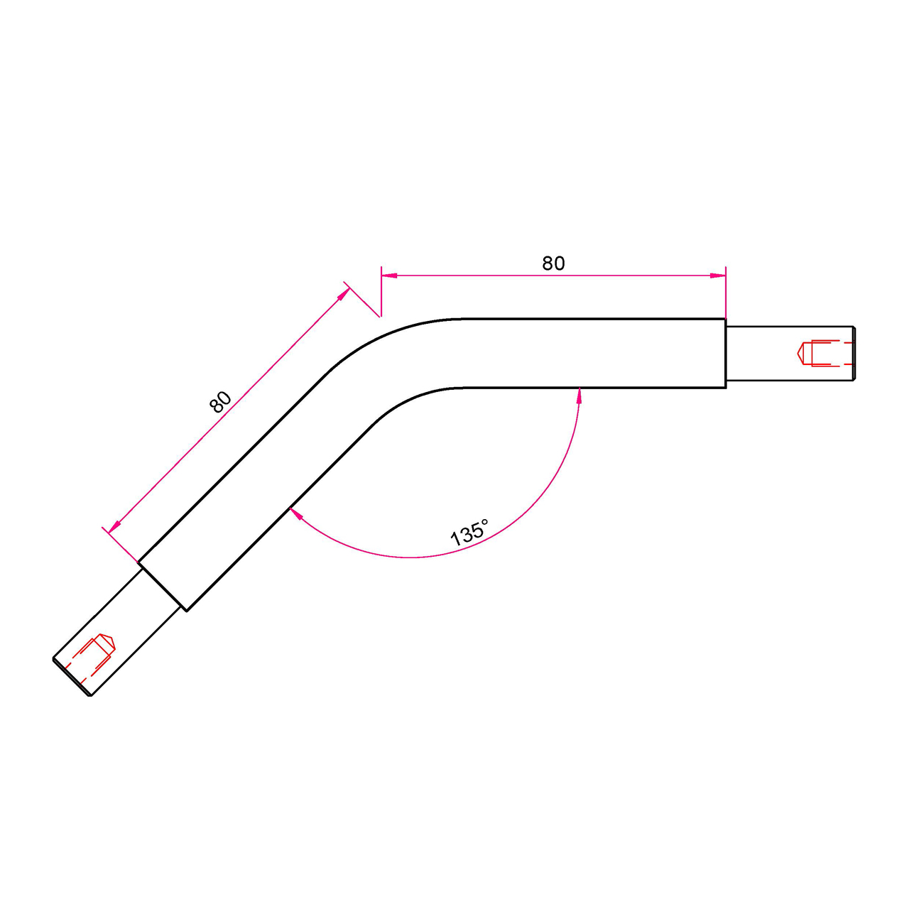 Gardinenstangen Winkelstück 12mm - 135° | DoMeT® Online-Shop